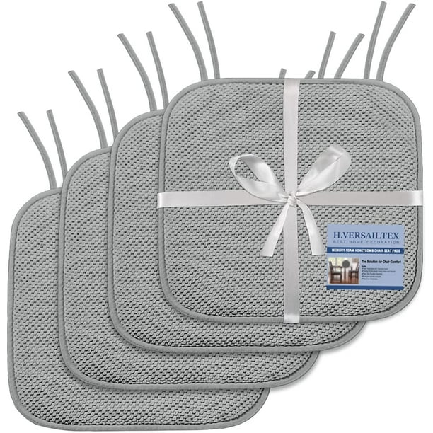 H.VERSAILTEX Premium Chair Cushions Memory Foam Chair Pads 4 Pack 16x16 Inch Thick Soft Seat Cushion Pads Non Slip with SBR Backing and Straps Durable Mats Pads for Lounge Brown Kitchen H.VERSAILTEX Premium Chair Cushions Memory Foam Chair Pads 4 Pack 16x16 Inch Thick Soft Seat Cushion Pads Non Slip with SBR Backing and Straps Durable Mats Pads for Lounge Brown Kitchen